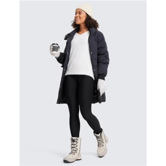 Thermal Fleece Lined Leggings Women 28'' - Winter Warm Workout Hiking Pants - Picture 4 of 8